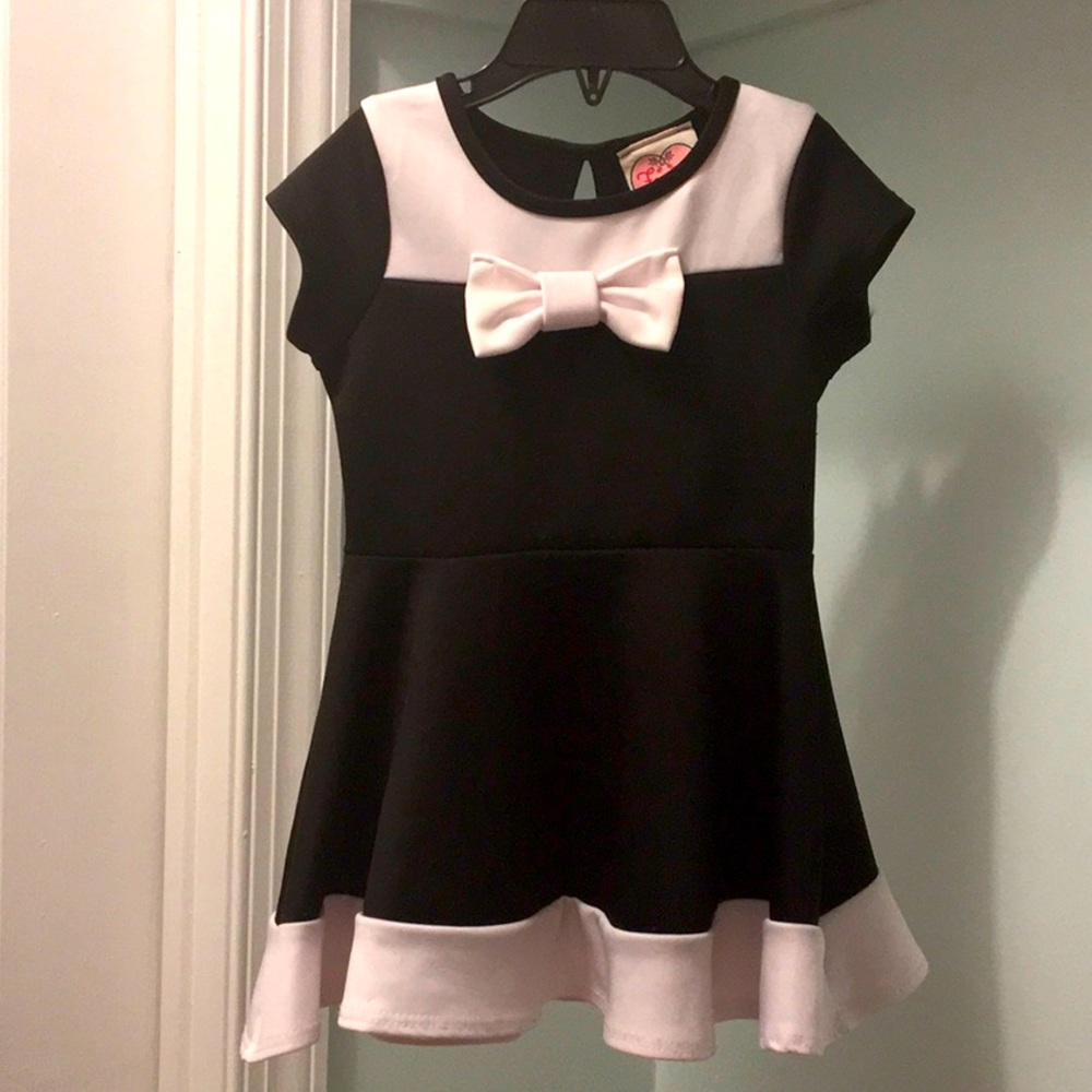 Black dress with white bow & trim